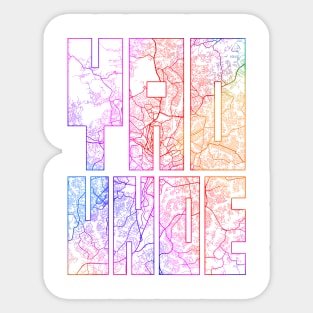 Yaounde, Cameroon City Map Typography - Colorful Sticker